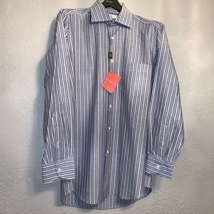 LUCIANO BARBERA HAND MADE COTTON LINEN DRESS SHIRT